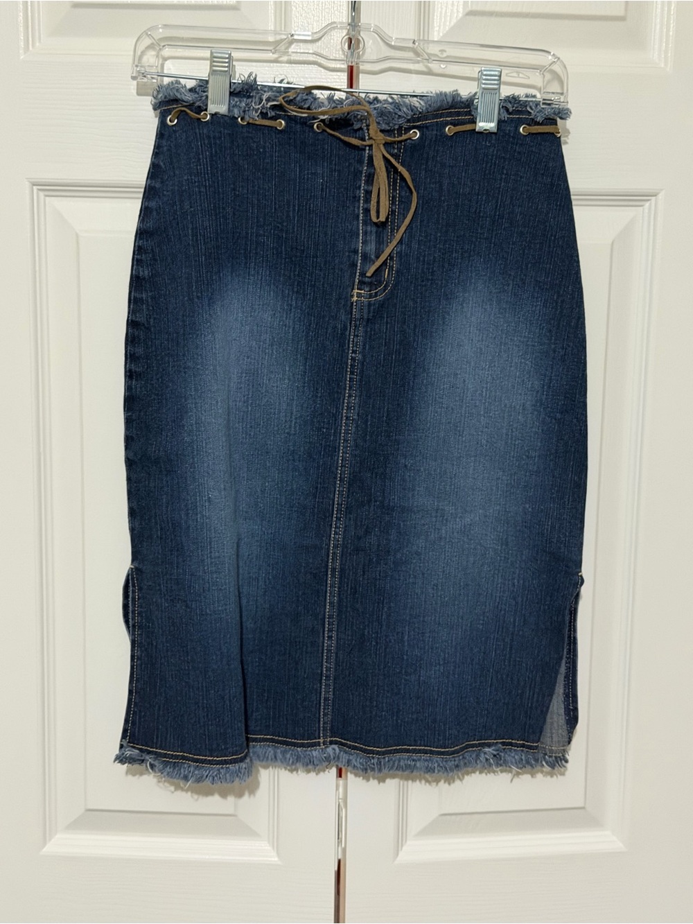 Limited Too Dark Blue Denim Skirt with Frayed Waist